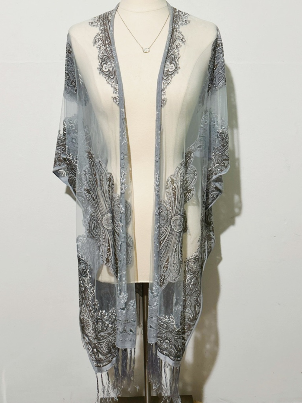 Festival Fringe Sparkle Kimono Cardigan - Light Blue